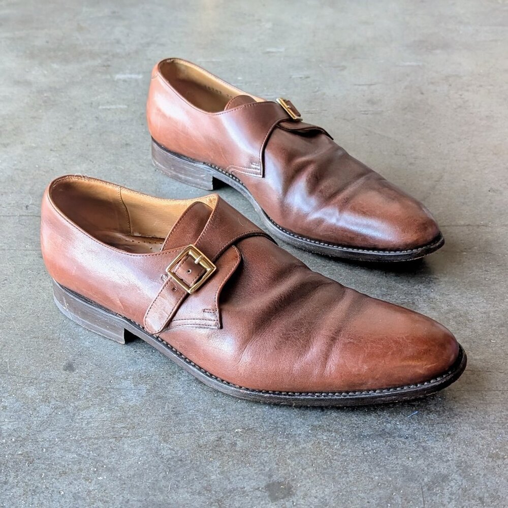 Finsbury Beckett Brown Leather Single Monk Strap Dress Shoes size 10